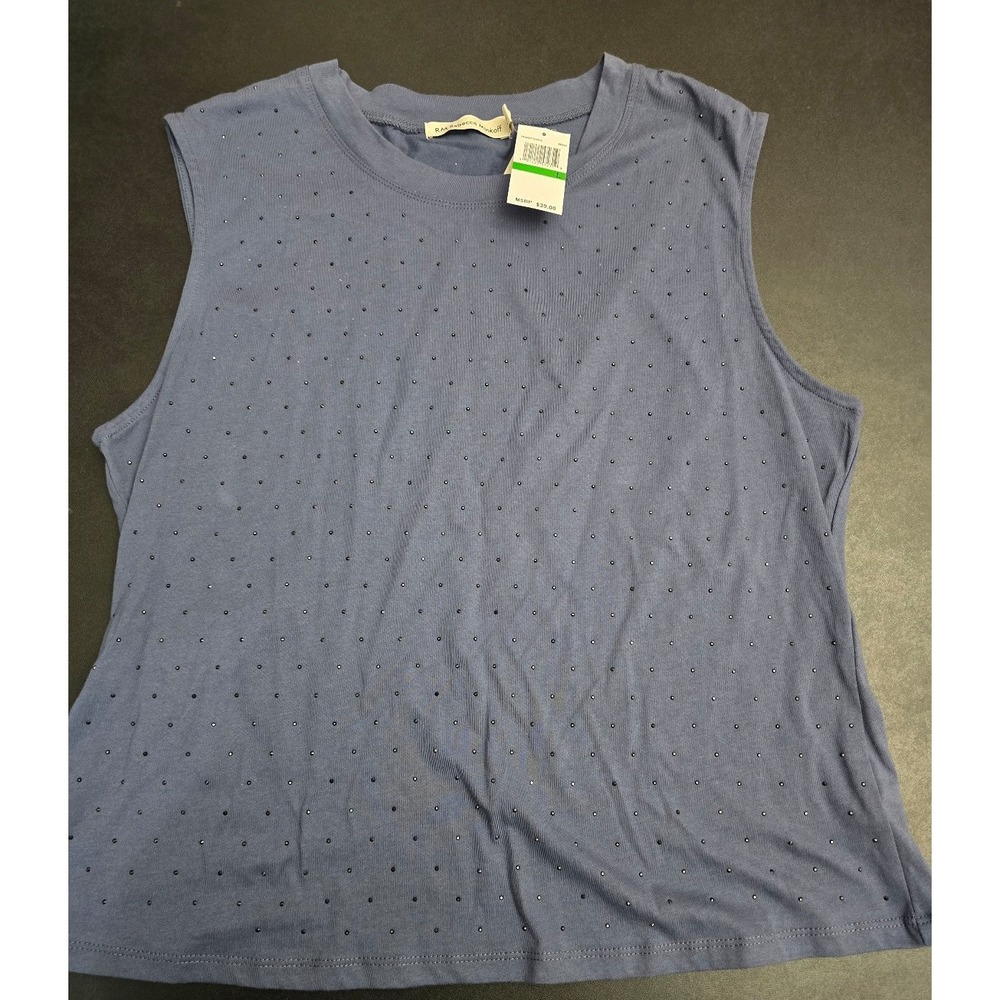 NWT Rebecca Minkoff Rhinestone Embellished Sleeveless Top – Navy Blue (Size L)